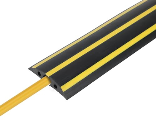 1M Floor Cable Protector, Width 12cm Rubber Cable Channel to Protect Wires & Prevent Cable Trips, Cable Management Solution for Parking Spaces, Warehouses