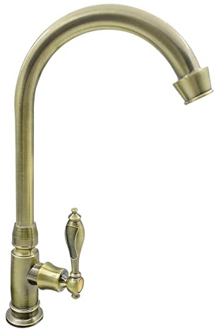 Grifo de fregadero - de cocina retro - de baño con mango de zinc + cobre para vanidad, encimera, fregadero de autocaravana, jardín, lavadero,