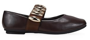 BOSANOVA Bailarinas Planas para Mujer con Tira elástica con Piezas metálicas y Puntera Ligeramente Cuadrada. Calzado para Mujer Marron 38