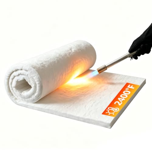 Keramikfaser Isolierdecke 61 X 40 X 2.5 cm Feuerfeste Isolierdecke | Hochtemperatur-Isolierung bis 1300°C/2400℉, Für Holzherd Baffle, Kamin, Pelletofen, Schornstein, Ofen, Kessel, Schmiede