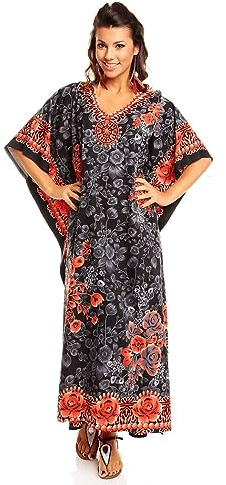 Neuf Femmes Surdimensionné Maxi Kimono Tunique Caftan Robe Caftan Grande - Noir - Taille 52-54-31 Pouces