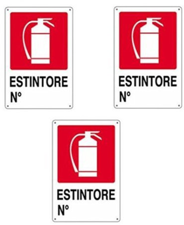 IRPot - 3 X CARTELLO SEGNALETICO IN PLASTICA ESTINTORE N° INDICAZIONI UFFICIO