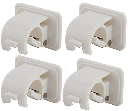 Sourcingmap Plastic Home Houseware Rolling Pin Self Adhesive Wall Hangers Hooks 4 PCS