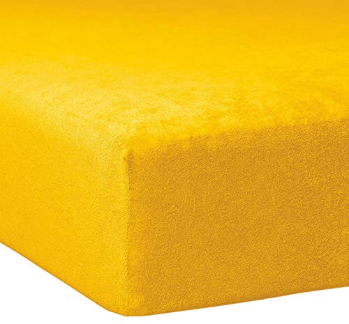 TRAUMSCHLAF Flausch Frottee Spannbettlaken – kuschelig weich – elastisch, saugfähig & formstabil – Perfekter Sitz Dank Rundumgummi – 180x200 cm - 200x200 cm, Honig