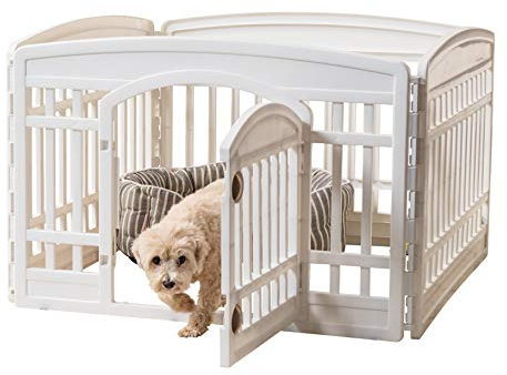 Iris USA - Box per Animali Domestici a 4 Pannelli con Porta, per Cuccioli e Cani di Piccola Taglia, Mantiene Gli Animali Domestici al Sicuro, Facile da Montare, Pieghevole, conservabile,