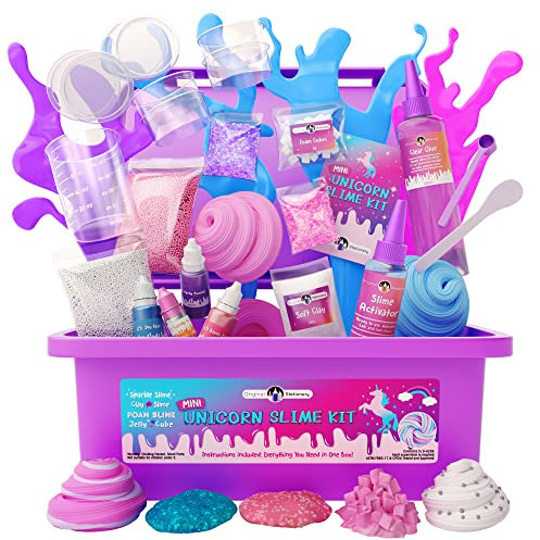 Original Stationery Mini Unicorn Slime Kit Complet pour Filles - Tout dans Une boîte! - Faites du Slime Licorne, avec des Couleurs, Paillettes, Mousse Cadeaux de Slime pour Filles et Enfants