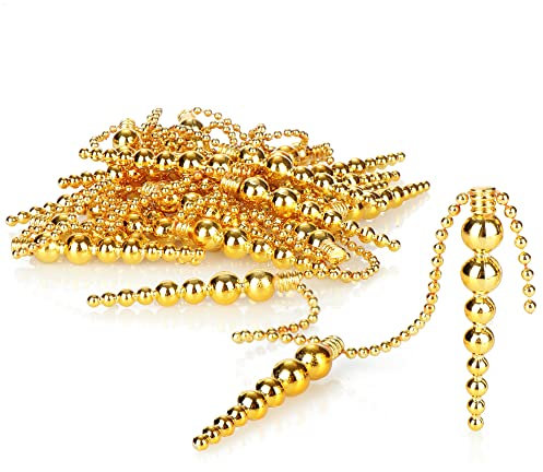 com-four® Girlande mit Eiszapfen - Deko-Girlande für Weihnachten - Weihnachtsgirlande für Christbaumschmuck - Eiszapfen-Girlande - 2,7 m (goldfarben)