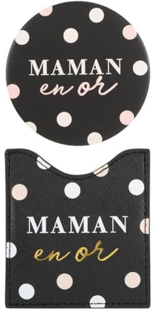 Draeger – Spiegel Mama in Gold – Runder Taschenspiegel zum Mitnehmen Geburtstag, für alle Anlässe – Größe 8,5 cm x 8 cm