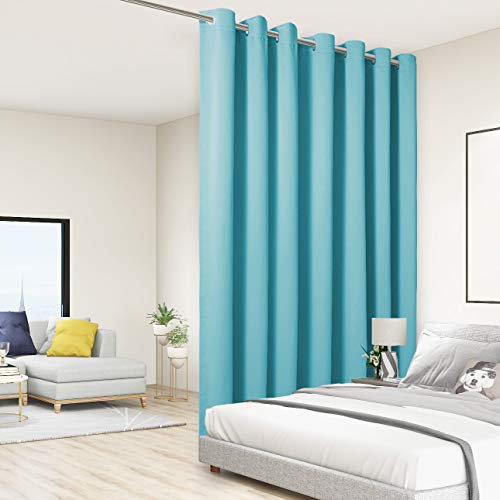 BONZER Extra breiter Raumteiler Vorhang totale Privatsphäre Wand Geräuschreduzierung Verdunkelungsvorhänge für Wohnung, Studio, 3 m breit x 2,4 m hoch, 1 Panel, Blaugrün