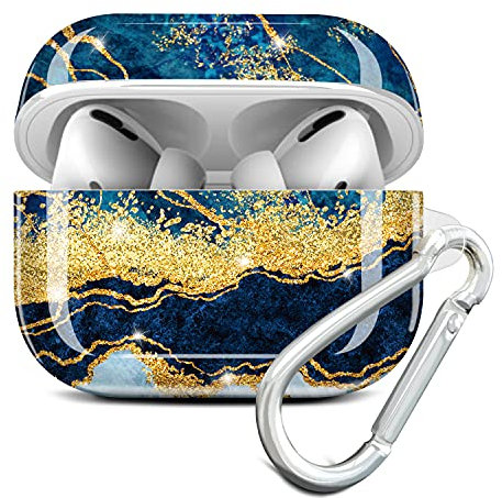 JIAXIUFEN Kompatibel mit AirPods Pro Hülle Stoßfeste Silikon Kopfhörer Taschen Case Schutzhülle Zubehör mit Karabiner Kompatibel mit AirPod Pro, Dark Blue