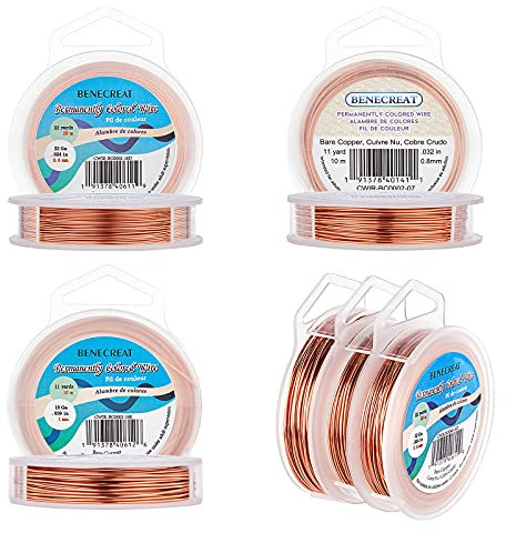 BENECREAT 3 Rolls Jewelry Wire 18 Guage/20 Gauge/22 Gauge Tarnish Resistant Bare Copper Wire for Beading Ring Making and Other Jewelry Crafts