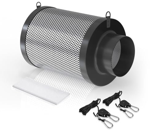 Aygrochy 4 Inch Air Carbon Filter, Air Filter, with Premium Australian Virgin Charcoal, for Inline Duct Fan, Odor Control, Hydroponics, Grow Rooms
