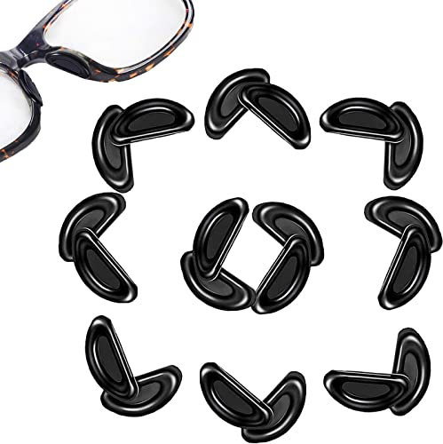 Nasenpads Brille Selbstklebend, 10 Paar Anti-Rutsch Brillen Nasenpads Silikon, Weiche Brillenpads für Sonnenbrillen, Brillen (Schwarz)
