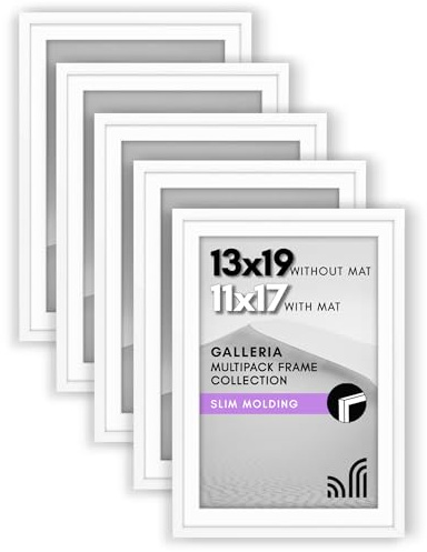 Americanflat 33 x 48 cm Bilderrahmen in Weiß – Displays 28 x 43 cm mit Matte und 33 x 48 cm ohne Matte – Set mit 5 Rahmen mit Sägezahn-Aufhängung für horizontale und vertikale Anzeige
