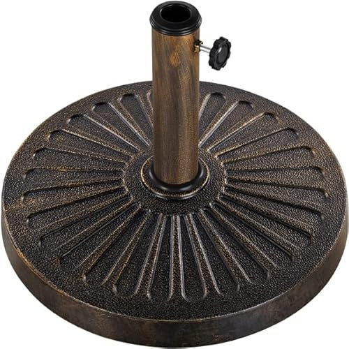 Yaheetech Base per Ombrellone da Giardino in Resina e Metallo Supporto 13,7 kg per Pali da Ø38mm e Ø48mm con Manopola Esterno Veranda Terrazza Piscina Spiaggia Patio Bronzo