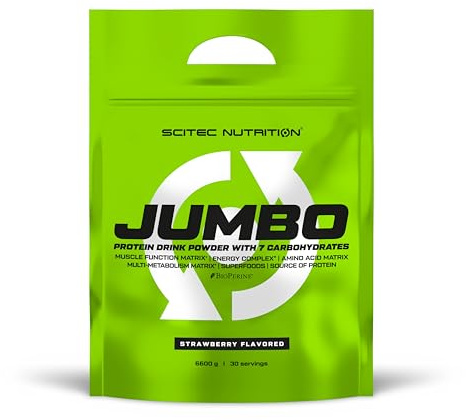 Scitec Nutrition Jumbo - Kalorienreiches Produkt zum Muskelaufbau | Mit Mehrkomponenten-Protein - Aminosäuren-Matrix - Metabolische Matrix - Superfood-Mischung - 6,6 kg, Erdbeere