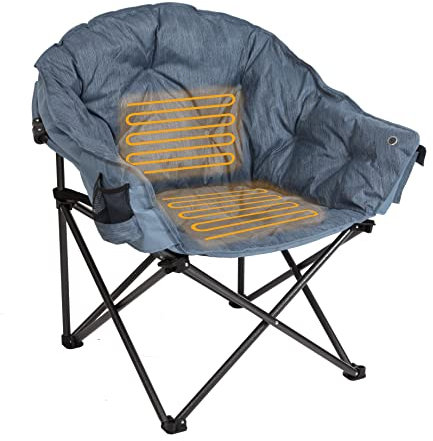 MacSports Heated Cushion Folding Lounge Patio Club Camping, Picnic, Outdoor Activities | Battery NOT Included Chair, Teal