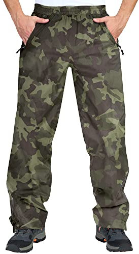 33,000ft Pantalon de pluie imperméable pour homme Pantalon de pluie léger coupe-vent Pantalon d'extérieur pour randonnée, camping, golf, Camouflage de chasse, S