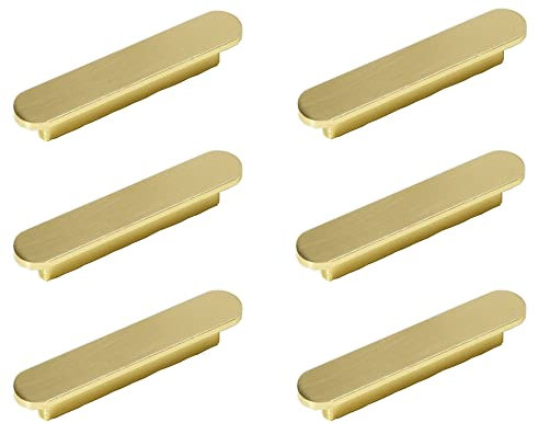 SYZOW 6pcs poignées Laiton Brossé Poignee de Meuble Cuisine Or -poignées de placard Poignée de Meuble en Laiton Brossé Entraxe 96mm