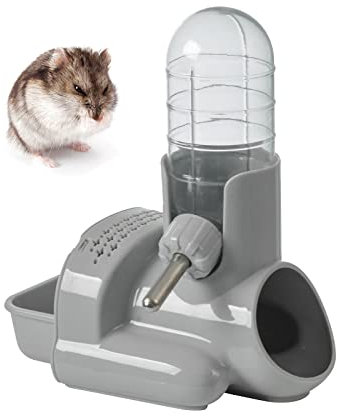 Hamster Wasserflasche, 3 in 1 freistehender automatischer Wasserspender (Grau)