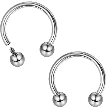 Milacolato 6g Septum Ringe für Damen Herren | Implantat Titan Septumring G23 | Intern Hufeisen kreisförmige Langhantel Piercing Schmuck für Nase Lippe Helix Daith | 2 Stück