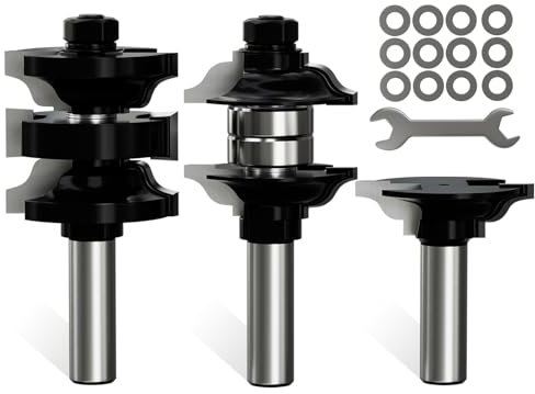 CSOOM 3pcs Router Bits Set 1/2 Inch Shank,Raised Panel Cabinet Door Making Router Bits,Ogee Rail and Stile Router Bit Set for Woodworking.