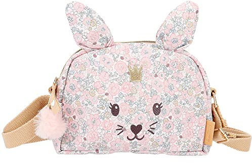 Depesche 12212 Princess Mimi - Umhängetasche mit Blümchen-Muster, Hasen-Gesicht und -Ohren, Täschchen mit Reißverschluss und Anhänger