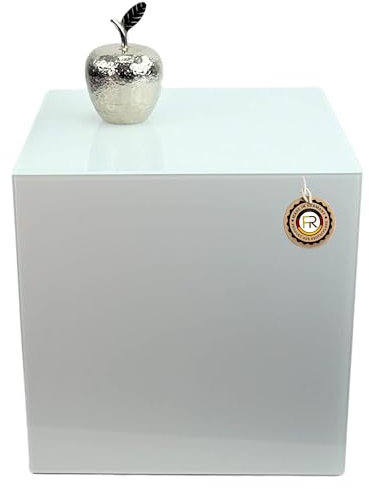 Beistelltisch, Couchtisch, Rollentisch Emilia, Glas weiß oder schwarz, Verschiedene Größen (Weiß RAL9003, 400 x 400 x Höhe 430mm)