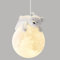 ACLBLK Simpatico Orso Lampada a Sospensione Con Stampa 3D Luna Globo Cartone Animato Coniglio Addormentato Lampadario Pianeta Lampada A Sospensione Camera Dei Bambini 3 Luci Lampada A Sospensione