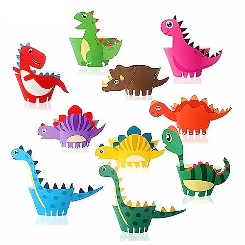 30 Stück Dinosaurier Cupcake Wrapper, Kuchendekoration, Dinosaurier Muffinförmchen Kuchen Muffins Dekoration Verpackung für Kinder Geburtstag Party Geburtstagsdeko Dinosaurier Cupcake Wrapper