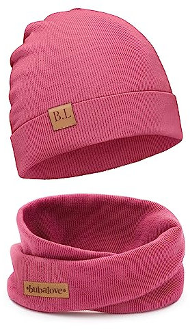 Bubalove - Mütze und Schal Set - Baumwollmütze - Kragen für Baby - Baumwollmütze und Halswärmer - Strickmütze - Mütze und Schals - Kinder Kindermütze