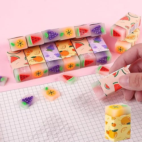 ZWWsullo Radiergummi Kinder Mitgebsel Schule Radiergummi Set Süße Obst Radiergummis Dinosaurier-Muster-Radiergummi Kinder Schulbedarf Schreibwaren Dinosaurier Obst-Muster Radiergummi