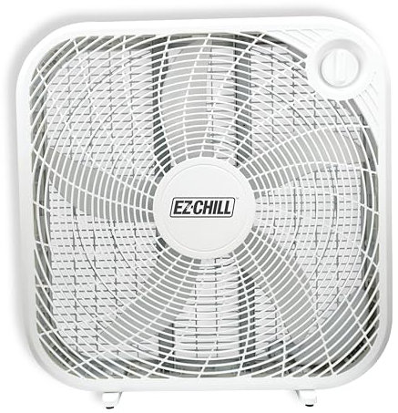 EZ-CHILL 20 3-Speed Box Fan with Carry Handle for Full-Force Air Circulation, White, MTNBF20