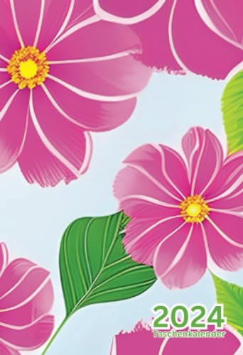 Taschenkalender 2024: blumen; A6 Format, 1 Woche auf 2 Seiten, Klein und Übersichtlich, Vertikaler Wochenplaner für 12 Monate, 2 Seiten für eine ... Geschenkideen für Frauen, Männer und Kinder
