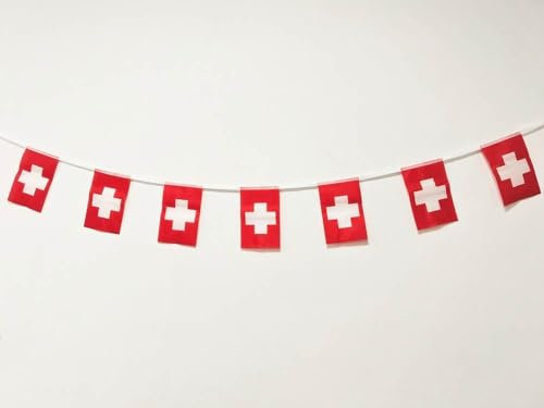 Bandera de Suiza 40 Unidades Bandera de Suiza, Guirnalda Suiza 11.4M, banderines Suiza, Bandera Nacional Banderas Europeas 14 x 21 cm Decoraciones Bares