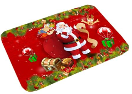 Proumhang Weihnachtsteppich,rutschfeste Willkommens-Fußmatte für den Eingangsbereich,Weihnachten Fußmatte Ideal für Schlafzimmer,Wohnzimmer,Flur,Küche,Schlafsaal Stil 13 50cm x 80cm