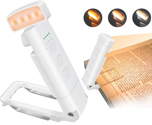 SCNNC Luz de lectura de libros recargable por USB, 9 LED, 3 colores y 5 brillos regulables con temporizador, luz nocturna LED flexible portátil de viaje para gusanos de biblioteca, 1 pieza