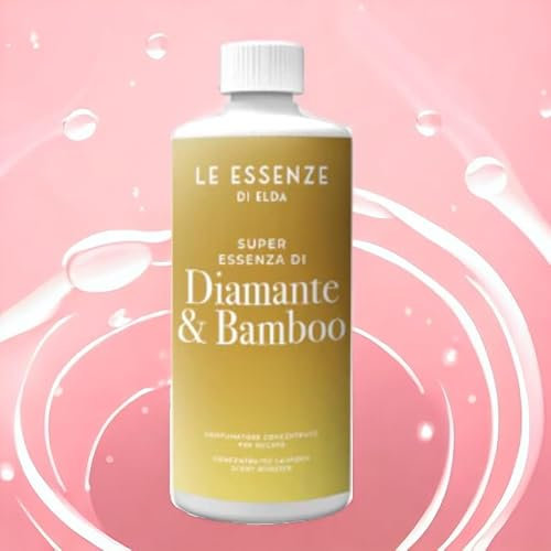 Le Essenze di Elda - Profumo di Lino Essenza di Diamante & Bamboo - Lavaggio Italiano per un Lino Lungo Profumato (Musc e Bambù) 500 ml
