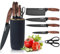 Kitchen Knife Set, 6 Pieces Pink Professional Knife Set with Universal Knife Block, Super Sharp Knife Sets with Ergonomic Handle, Non-Stick Stainless Steel Knife Block Set (White)