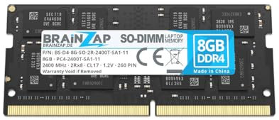 BRAINZAP 8GB DDR4 RAM SO-DIMM PC4-2400T-SA1-11 2Rx8 2400MHz 1.2V CL17 Notebook Memoria RAM sin búfer Non-ECC