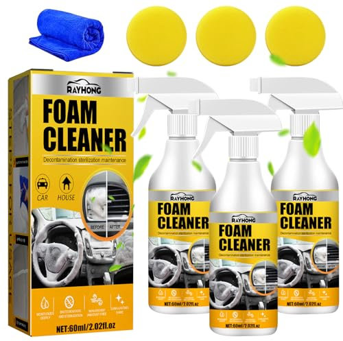 Car Foam Cleaner, 3Pcs Multi Purpose Foam Cleaner Spray Interior Cleaner Foam Refinisher Cleaner for Car