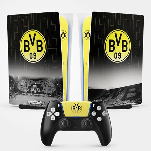 PS5 Dortmund Sticker, Aufkleber für Playstation 5, Konsole und Controller, Digitale Standard Edition, Dortmund PS5 Skin (1 Controller)
