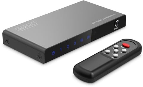 DIGITUS DS-55331 Commutateur HDMI 3x1-3 in 1 Out - UHD 4K/60 Hz HDTV : 3840 x 2160p - HDCP 2.2 & HDMI 2.0 - HDR, CEC, Deep Color, DTS, Dolby Digital, LPCM - pour TV, Moniteur, PS5, PS4, Xbox