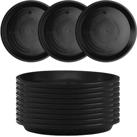 Ceihwa 12pcs Coupelle Pot de Fleur 15 cm Soucoupes pour Plantes Rond Coupelle Plante Plastique Assiette Pot de Fleur Noir Dessous de Pot de Fleur Plateaux de Planteur pour D'IntéRieur Et D'ExtéRieur