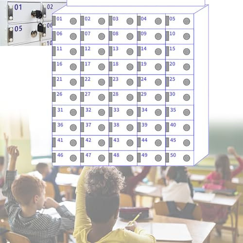 Beachtiful Casier de Rangement pour Téléphone Portable, avec Serrures et Clés de Porte Individuelles, Armoire de Rangement Murale pour Téléphone Portable pour Bureau, Salle de Classe,50doors