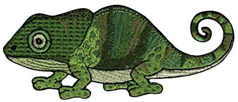 Chamäleon Grün Aufnäher zum aufbügeln oder aufnähen Bügelbild Aufbügler für Kleidung gestickter Bügelpatch Applikation Reptil Echse Patch Größe 10,9 x 4,4 cm