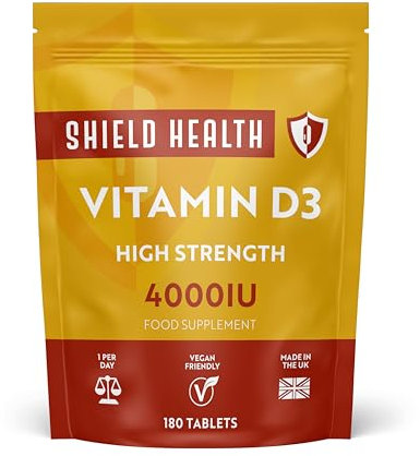 Vitamin D3 4000IU 180 Tablets Vitamin D (6 Months Supply) Easy to Swallow - 6mm Micro Tablets VIT D - Vegetarian - Immune System Support- One A Day - Made in The UK