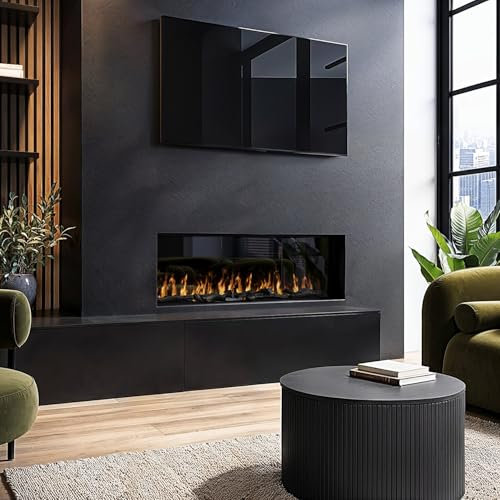 Amberglo Black 40inch WiFi Enabled Inset Electric Media Wall Fireplace
