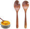 Cuillere a soupe en bois, 2 cuillères de table en bois grain facile à laver cuillère vaisselle largement utilisée pour le dessert café - thé
