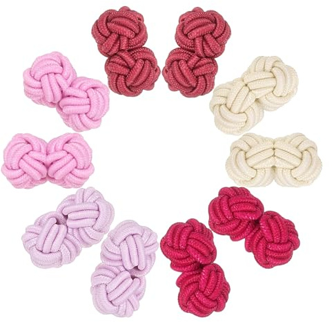 PATIKIL 5 Paar Seidenknoten-Manschettenknöpfe, elastische Stoffhemd-Manschettenknöpfe, Twist Knot Manschettenknopf für Männer, Frauen, Geschäft, Geschenk, Hochzeit